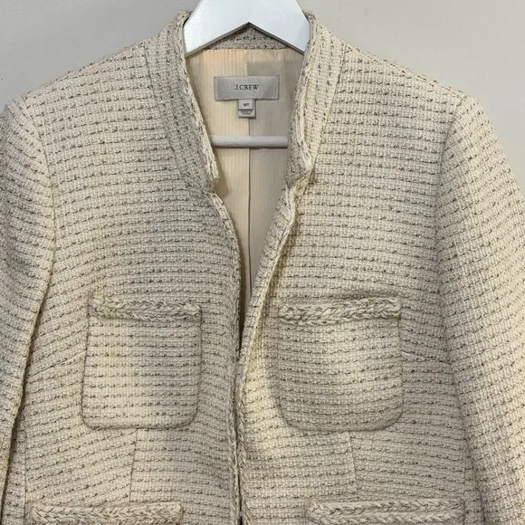 J. CREW Metallic Tweed Lady Jacket Blazer Cream Size 12 Tall - Picture 7 of 14